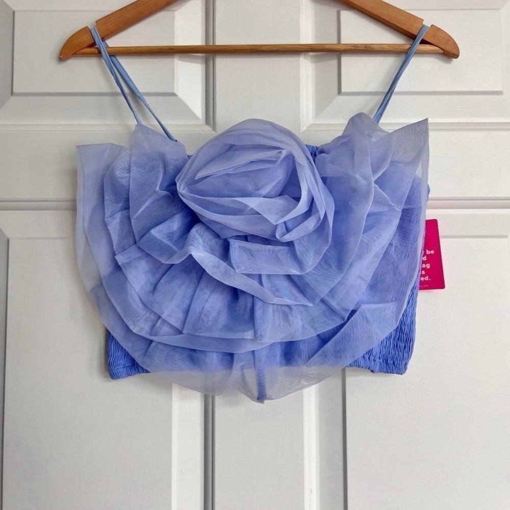 Chic Blue Ruffle Top - Picture 2 of 4